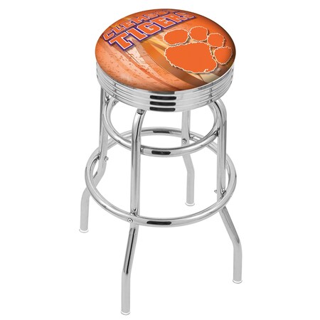 Holland Bar Stool Co 25" Chrome 2-Ring Clemson Swivel Bar Stool, Accent Ring L7C3C25Clmson-D2